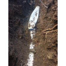 This is what happens to a stormwater drain when it is not laid on graded ground and carefully backfilled in Banks Canberra