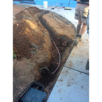 The leaking plastic water pipe in this Nichols home was so deep that it was cheaper to reroute the main cold water supply