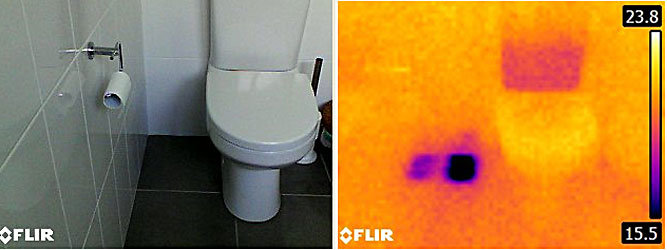 Using a thermal imaging camera to find a cold water leak in Canberra