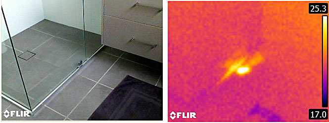 Using a thermal imaging camera to find a hot water leak in Canberra